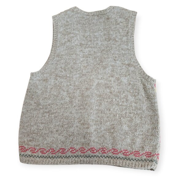 Talbots Floral Print Knit Sweater Vest Cream Tan Large - Picture 4 of 7